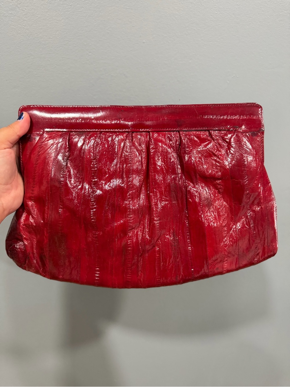 Red Leather Clutch Bag - Unbranded